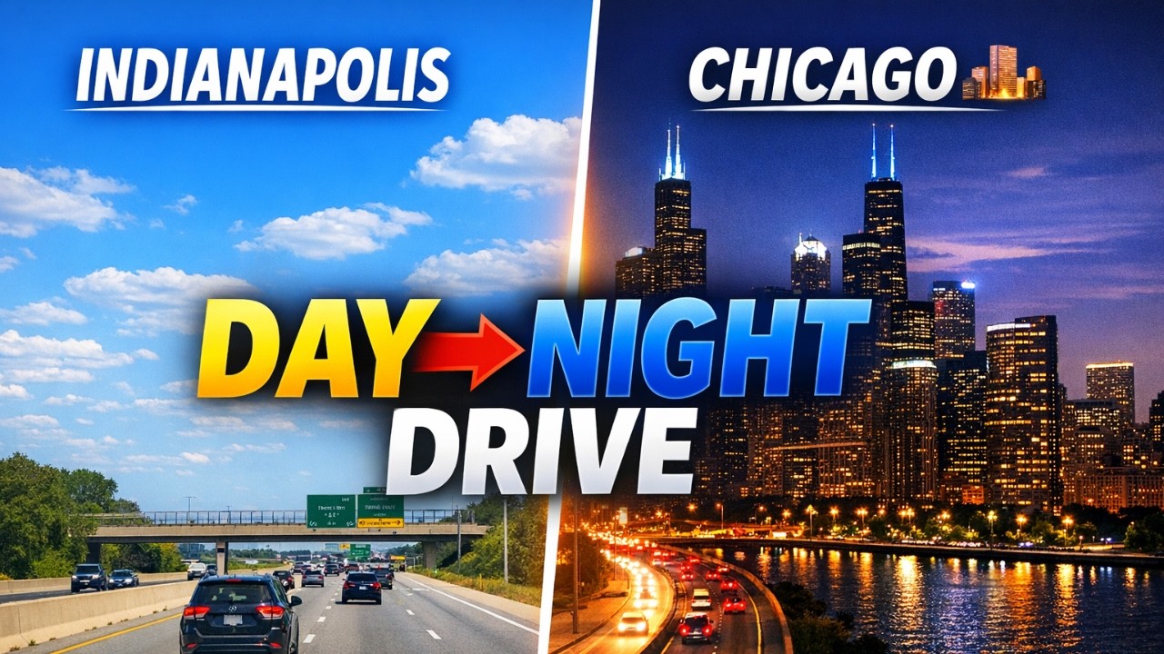 Driving from Indianapolis to Chicago | Day to Night Road Trip | 3 hours ...
