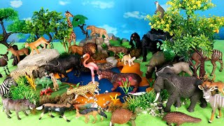 Waterhole Diorama and African Animal Figurines - Learn Animal Names