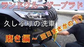 【ランドクルーザープラド後期】手洗い洗車！！磨き編！！翌日まさかの！？！？