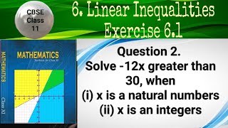 CBSE Class 11 EX 6.1 Q 2: Solve -12x greater than 30 when (i) x is a natural number (ii) x is an int