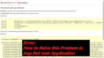 HOW TO SOLVE The network path was not found ERROR IN AP.NET|ASP.NET ,.NET ,ASP. NET |Clever Learning