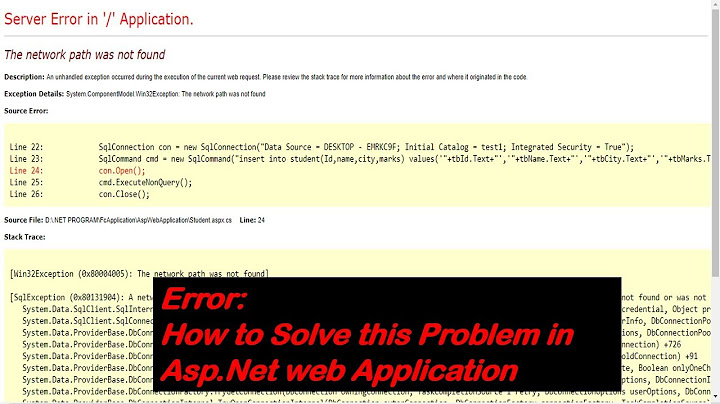 Lỗi the network path was not found host web năm 2024