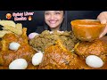 SPICY CHICKEN KALEJI KOSHA, SPICY CHICKEN TANGDI CURRY, BOILED EGGS, PAPAD AND EXTRA GRAVY | EATING