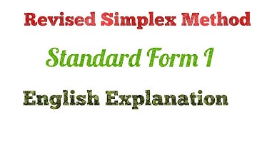 Revised Simplex Method  Standard Form 1 LPP in English Linear programming problem
