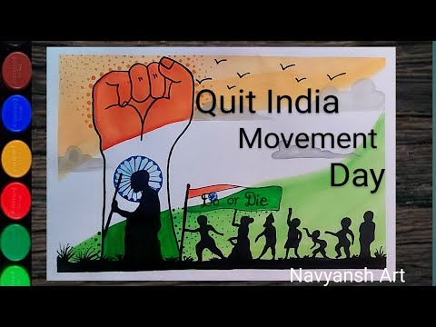 Quit India Movement Day poster drawing step by step l How to draw Quit India Movement Day drawing