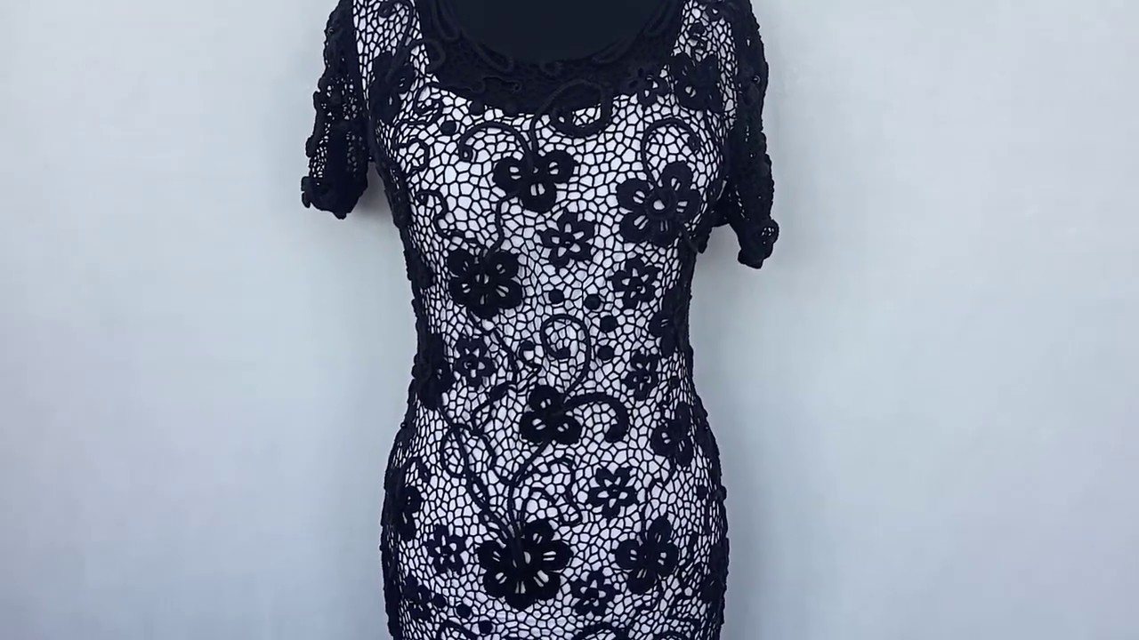 Платье вязаное в технике ирландского кружева