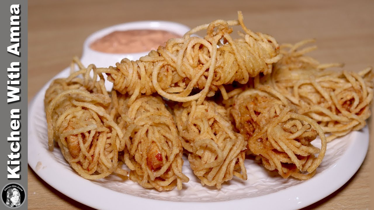 Crispy Thread Chicken With Sauce | Chicken Fry Recipe | Kitchen With ...