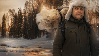 Extreme Solo Spring Bushcraft | Cooking Crayfish in the Snowy Forest Adventure