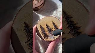 Wood Burning Pine Trees #pyrography #woodburningart