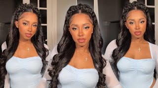 Halo Half up Half Down on natural hair (no leaveout) quick weave Hair Style Ideas