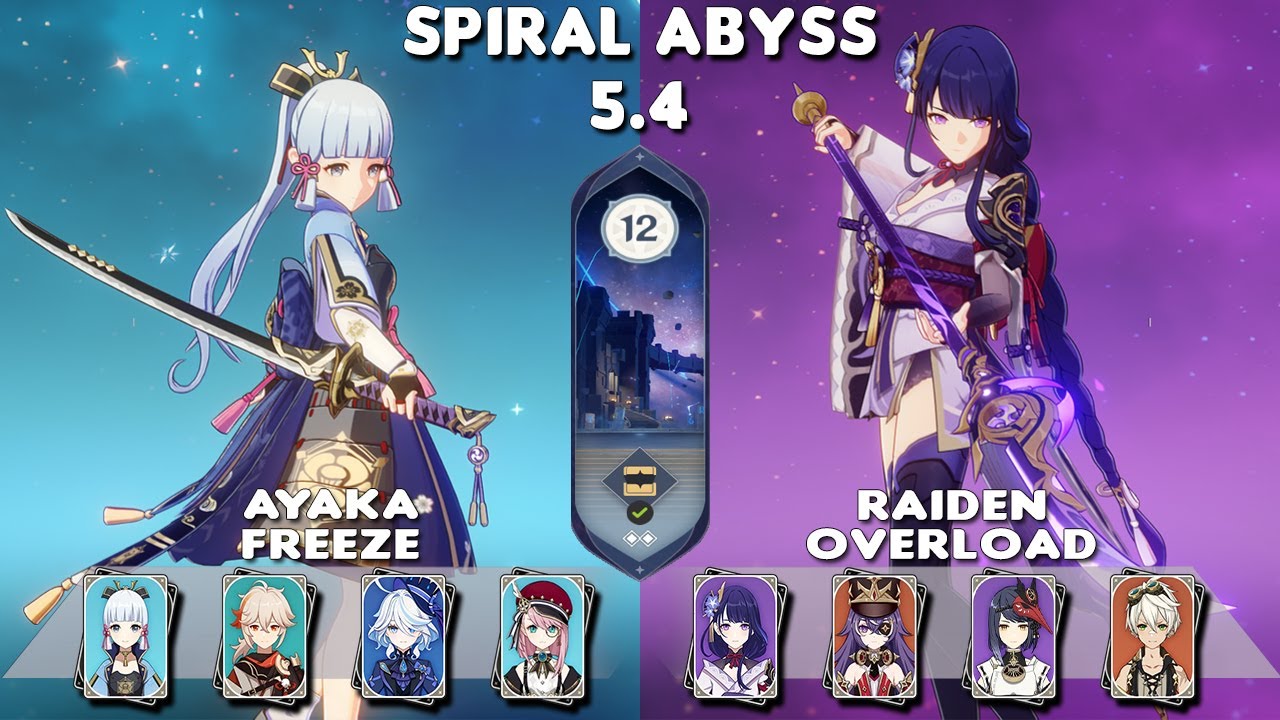 Spiral Abyss 5.4 | C0 Ayaka Freeze & C3 Raiden Overload | Floor 12-9⭐| Genshin Impact