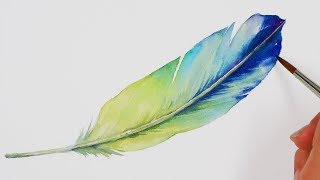 Easy Watercolor Painting | Feather