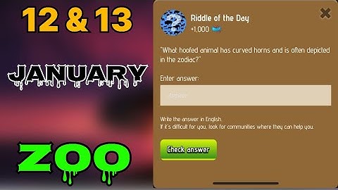 Zoo riddle of the day 12 & 13 January | Riddle of the day Zoo today | riddle of the day zoo | #zoo