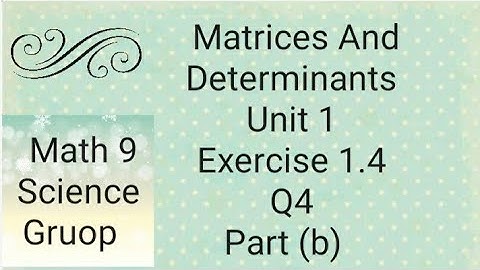 Maths 9 Unit 1 Ex 1.4  Q4 Part (b) Matrices And Determinants   (Punjab board)