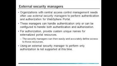 WebSphere Portal External Security Managers