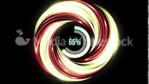 Abstract loading circle from 0 to 100 percent ring with red and beige 3d twisted stripes. Animation