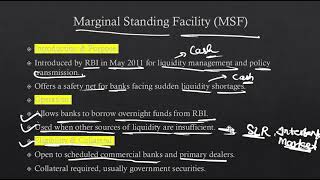 Marginal Standing Facility (MSF) in banking system explained briefly