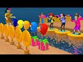 Scary Teacher 3D vs Squid Game Archery Balloon Mask 4 Times Challenge Nick vs Hello Neighbor Loser