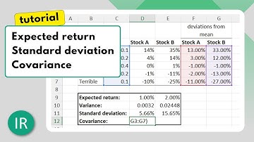 Expected return, standard deviation, and covariance in Excel / Principles of finance / Episode 12