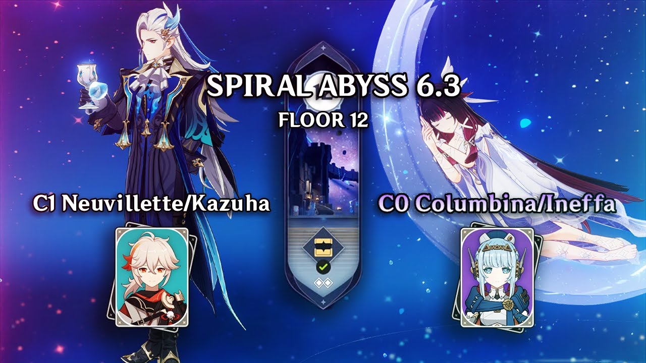 6.3 Spiral Abyss F12 | C1 Neuvillette/Kazuha • C0 Columbina/Ineffa | Genshin Impact