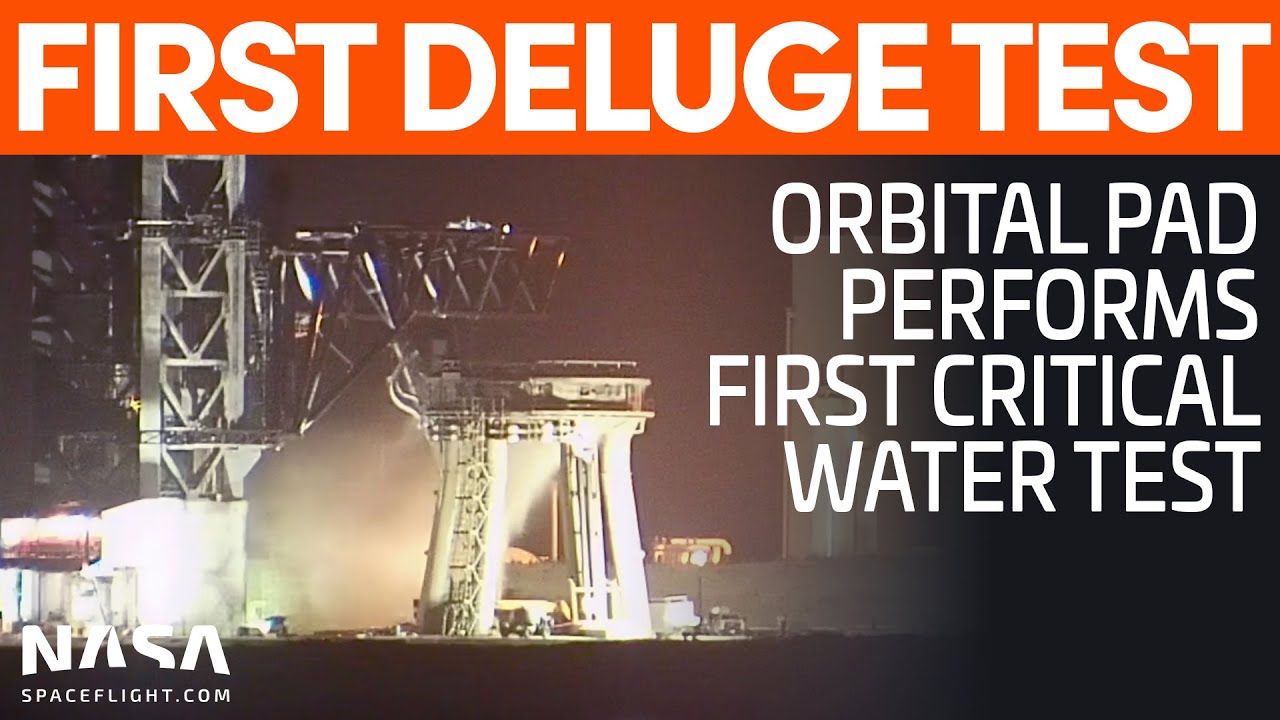 First Orbital Launch Pad Water Deluge Test  | Starship Boca Chica