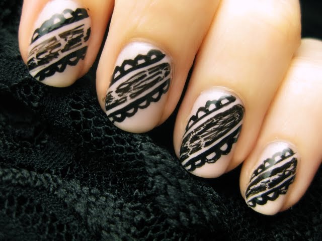 Romantic Lace Nail Art : Elegant White Tip Nail Designs - YouTube