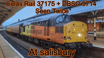 Colas Rail Class 37175 + DBSO 9714 Seen twice at Salisbury July 2023