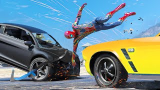 GTA 5 Iron Spiderman No Seatbelt Car Crashes - Spider-Man Cars Gameplay #19