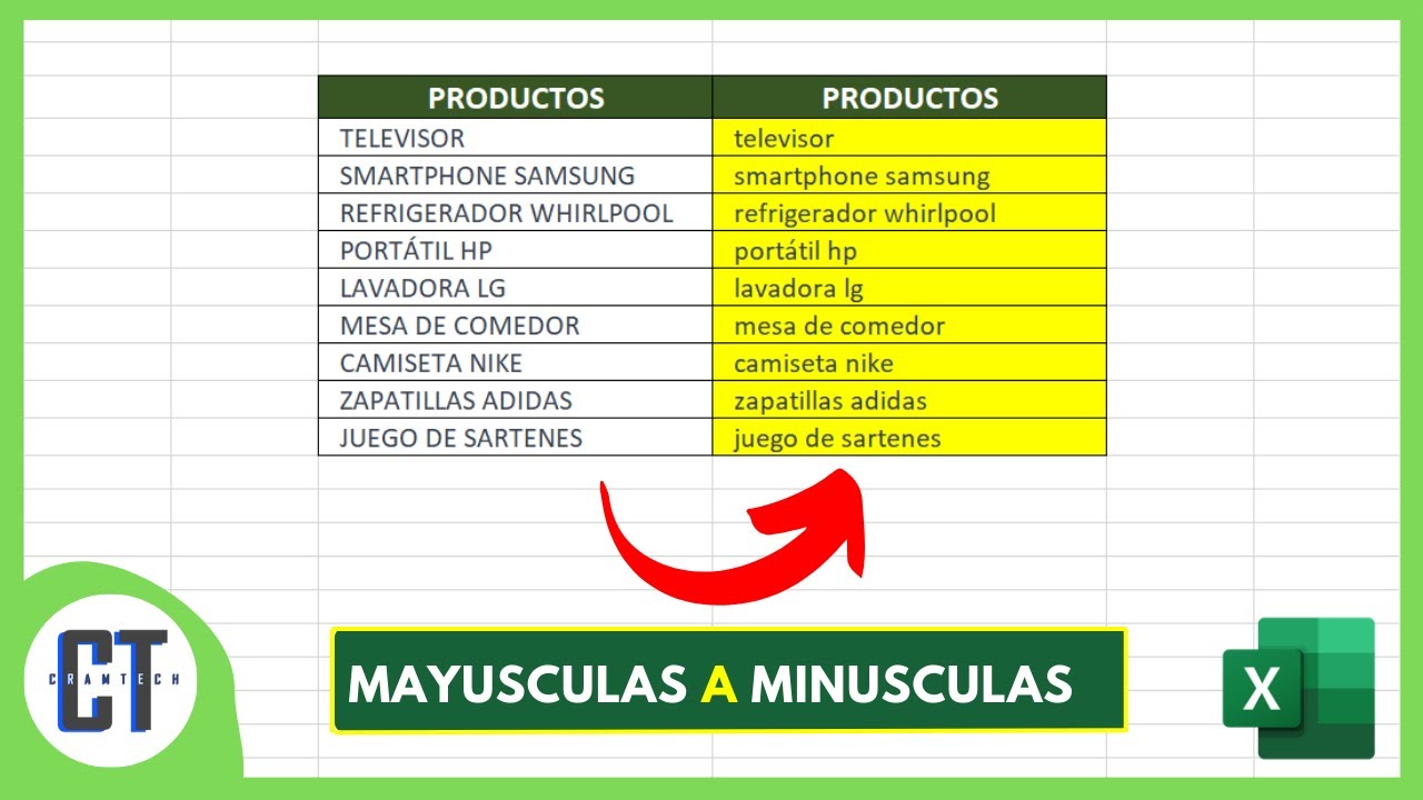 Como Cambiar Texto de MAYUSCULA a MINUSCULA en Excel