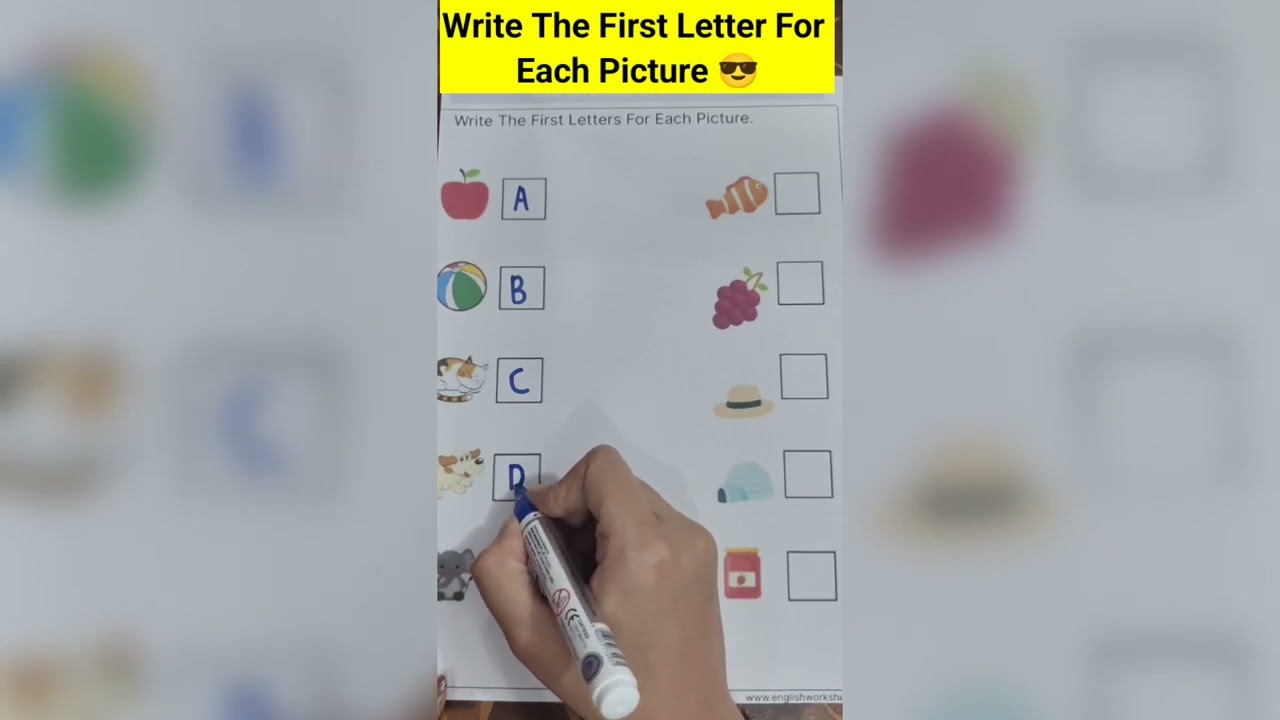 Write The First Letter For Each Picture 😎 || English Worksheet For LKG UKG Class Kids