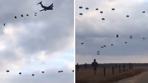 Terrifying moment skydiver