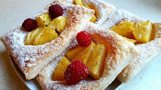ВКУСНЫЕ СЛОЙКИ С МАЛИНОЙ И АНАНАСОМ. РЕЦЕПТ ПРИГОТОВЛЕНИЯ СЛОЕК НА СЛОЕНОМ ТЕСТЕ С МАЛИНОЙ. ВКУСНЫЕ СЛОЙКИ С МАЛИНОЙ И АНАНАСОМ. РЕЦЕПТ ПРИГОТОВЛЕНИЯ СЛОЕК НА СЛОЕНОМ ТЕСТЕ С МАЛИНОЙ.
