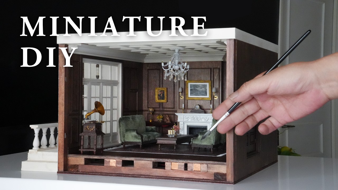 DIY | miniature | アンティークピアノと古い本のあるドールハウスを
