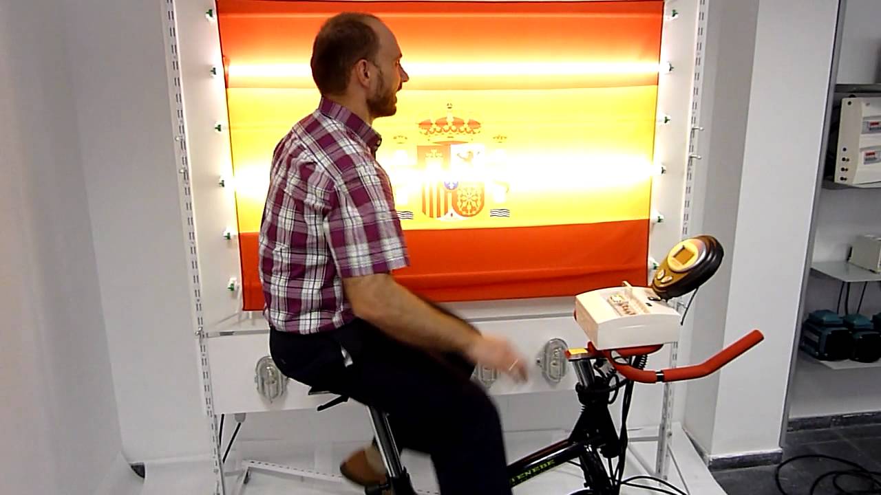 Generador bici-eléctrico (bicicleta estática de spinning) - YouTube