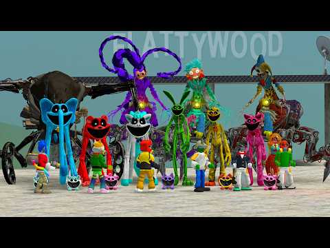 Surviving old & new prototype, smilling critters from Poppy Playtime jumpcare in garry's mod