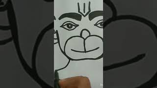 face drawing of Mahabali Hanuman using marker Jai Shri Ram 