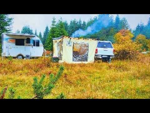 YOĞUN SAĞANAK YAĞMURDA SICAK ÇADIR VE KARAVAN KAMPI