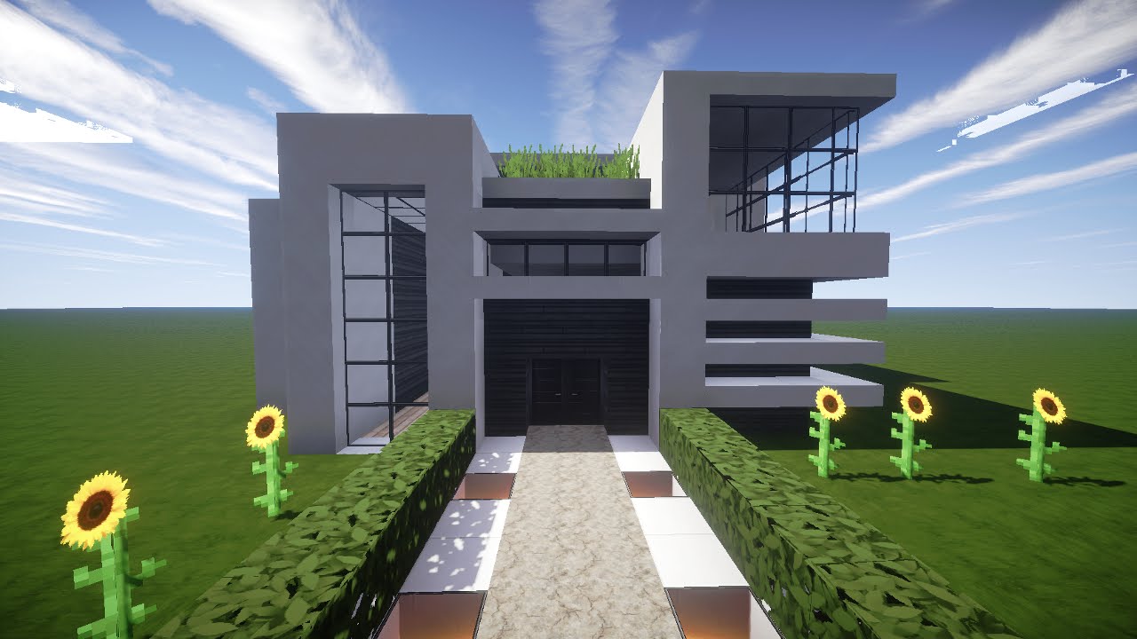 Minecraft modernes haus weià grau bauen tutorial/anleitung 2016 ... Haus ganz in weiss