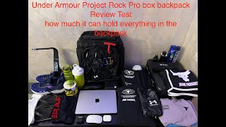 Under Armour Project Rock Pro box backpack Review Test how much it can hold everything in backpack