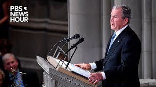 Watch President George W. Bush Pays Tribute To John Mccain At National Cathedral