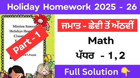 mission samrath class 6 to 8 math holiday homework solution | holiday homework 2025 #pseb #solution