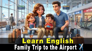 Family Trip to the Airport ✈️ | Easy English Listening Practice for Kids | Beginner English Story