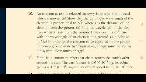 An electron at rest is released far away from a proton, toward  moves. (a) Show that the de Broglie