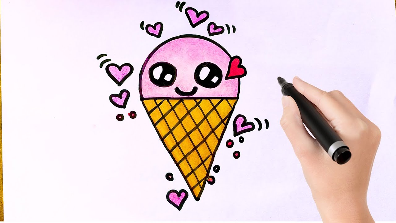 HOW TO DRAW A CUTE ICE CREAM ???????????? || STEP BY STEP || Draw Cute ...