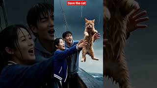 her cat is flying in ocean 😭😭 #cat #catrescue #flying #tornado #ocean
