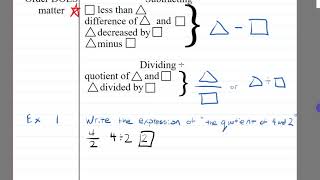 Algebra 1 notes 1-3 Expressions w/ Variables