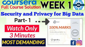 Security and Privacy for Big Data Coursera  - Part  1, all quiz answers solved