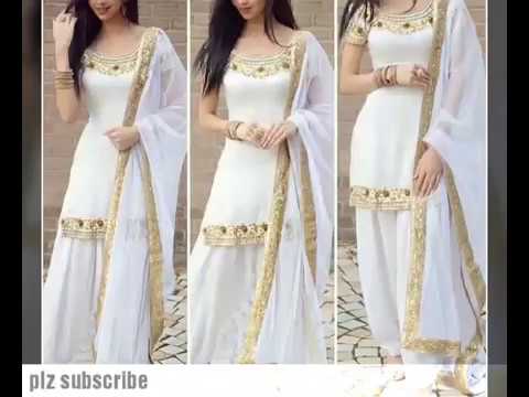 Trendy white suit design with golden 