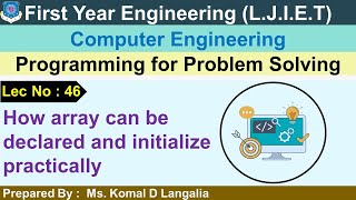 Lec - 46_How array can be declared and initialize | Programming for problem solving | FY Engineering