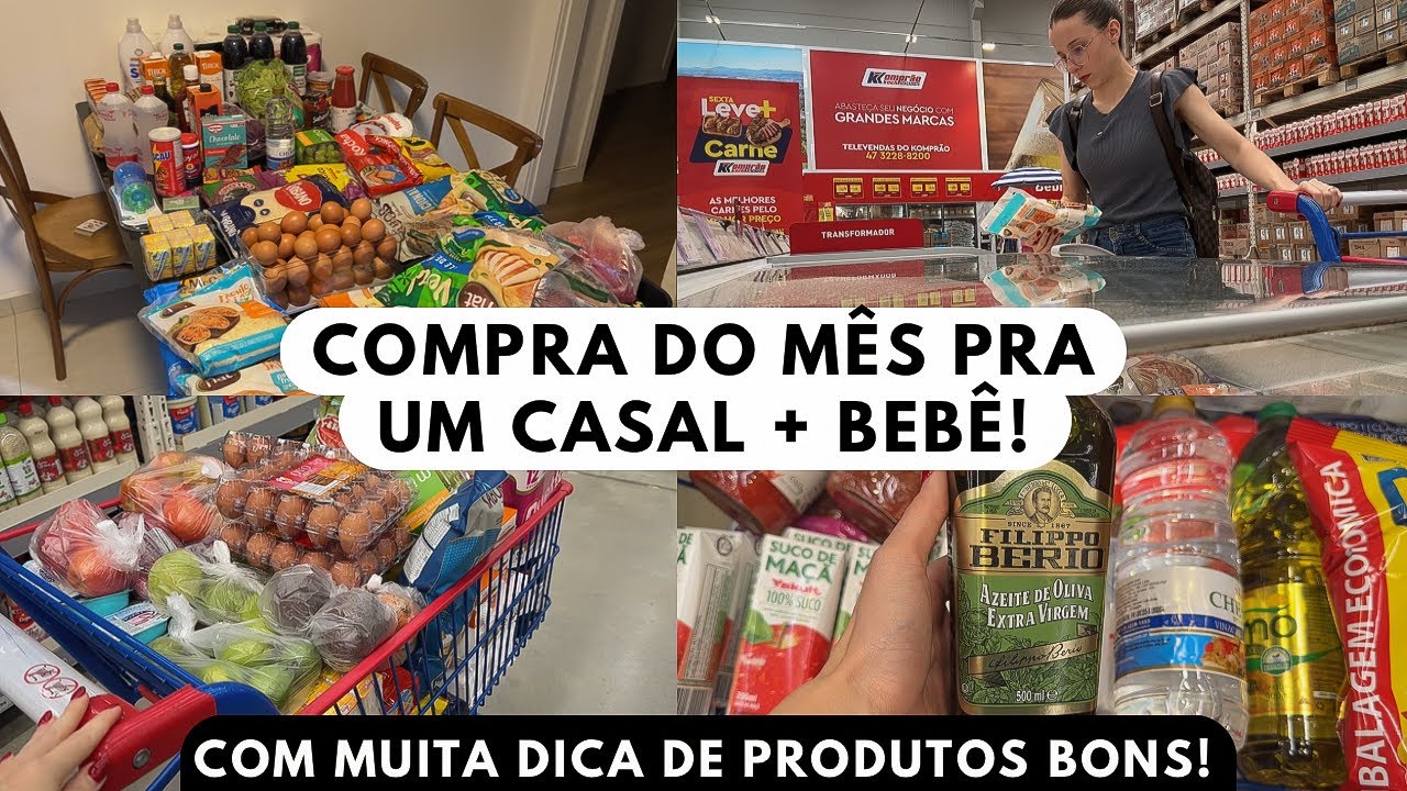 COMPRA DO MÊS pra um casal e um bebê ✨ Valor total de mercado, açougue e farmácia! 